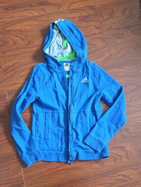 adidas Bright Blue Kids Hooded Zip Sweatshirt